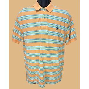 Polo Ralph Lauren Mens Orange Striped Polo Medium
